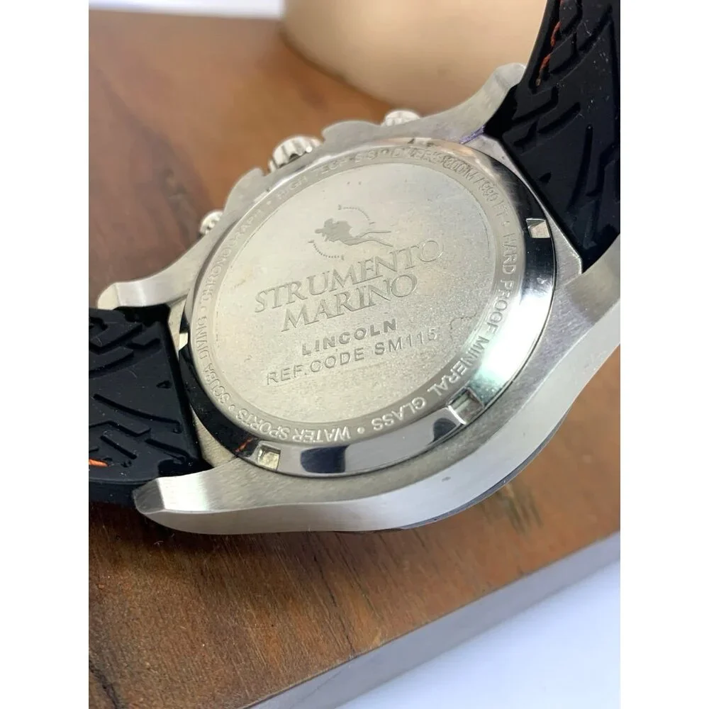 Strumento Marino Men's Watch SM115 Quartz Chronograph Black Dial Rubber Strap